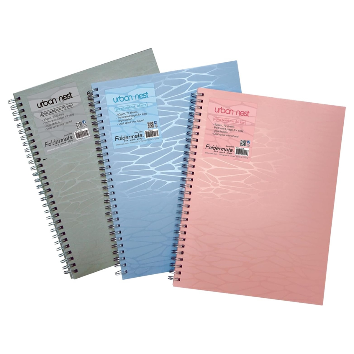 Foldermate B5 80GSM 70 Sheet Urban Nest Regular Colour 1 Subject Assorted Spiral Notebook, Pack of 12