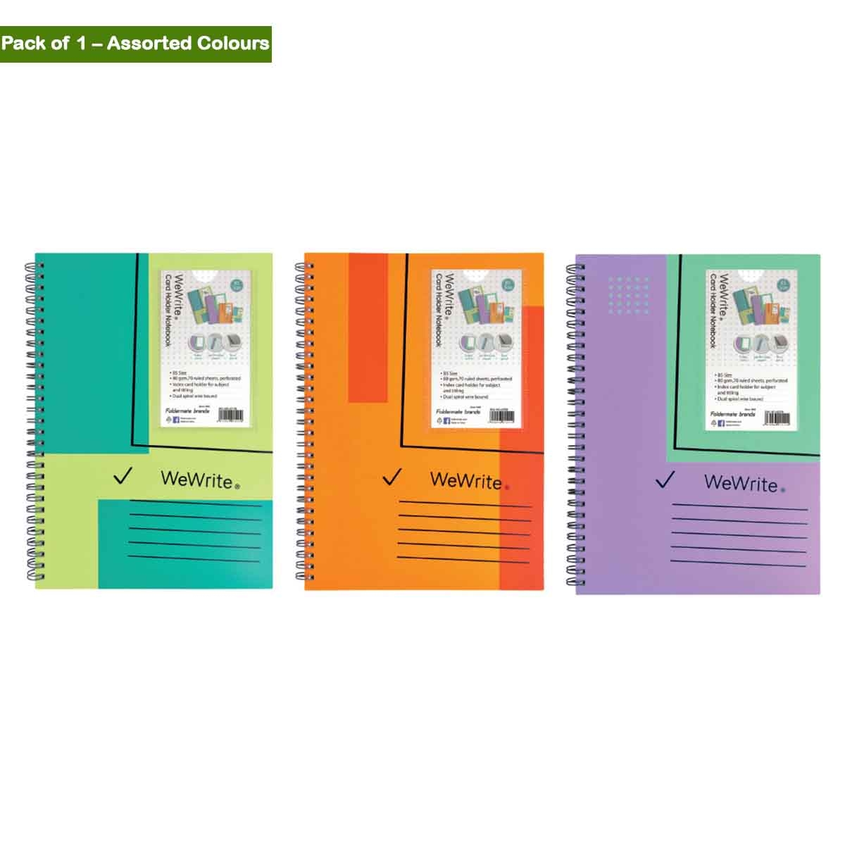 Foldermate B5 80GSM 70 Sheet WeWrite 1 Subject Assorted Spiral Notebook