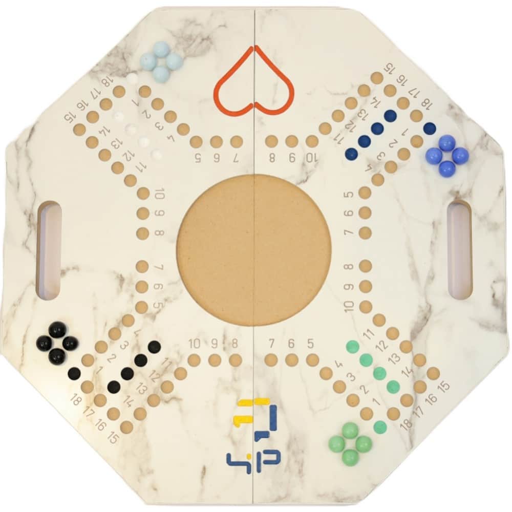 Four and Plus Foldable Marble Pattern Jackaroo Board Game Set Unisex, 4 Players