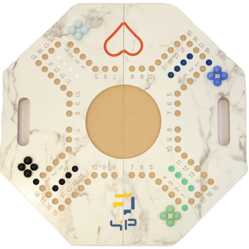 Four and Plus Foldable Marble Pattern Jackaroo Board Game Set Unisex, 4 Players