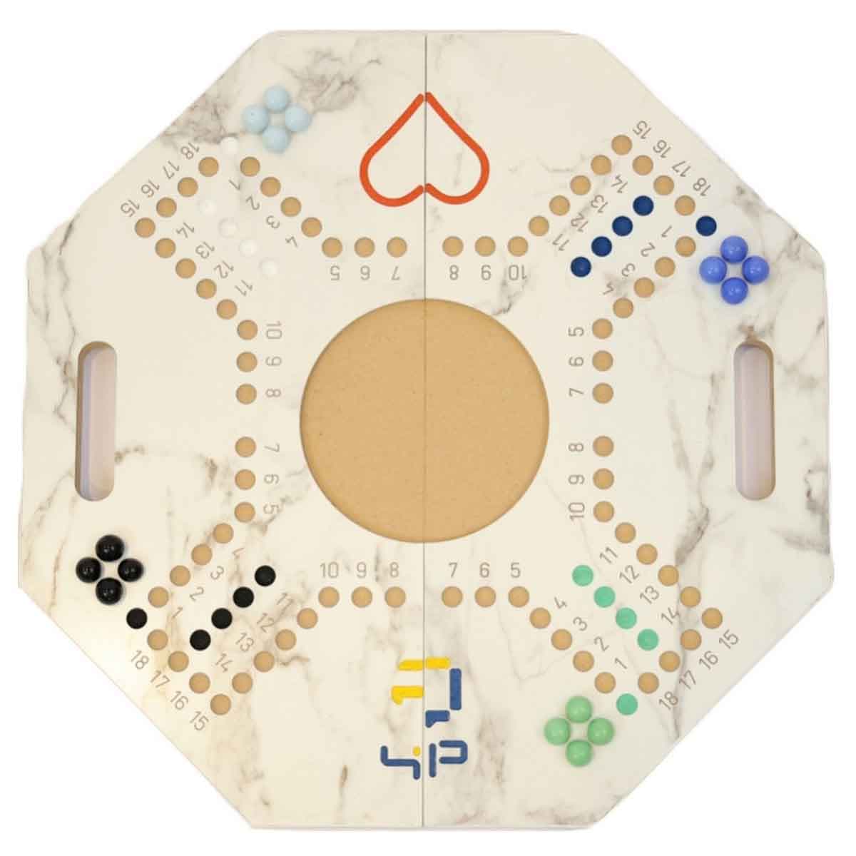 Four and Plus Foldable Marble Pattern Jackaroo Board Game Set Unisex, 4 Players