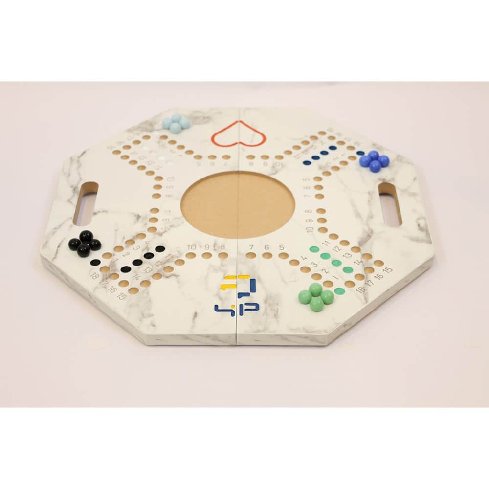 Four and Plus Foldable Marble Pattern Jackaroo Board Game Set Unisex, 4 Players