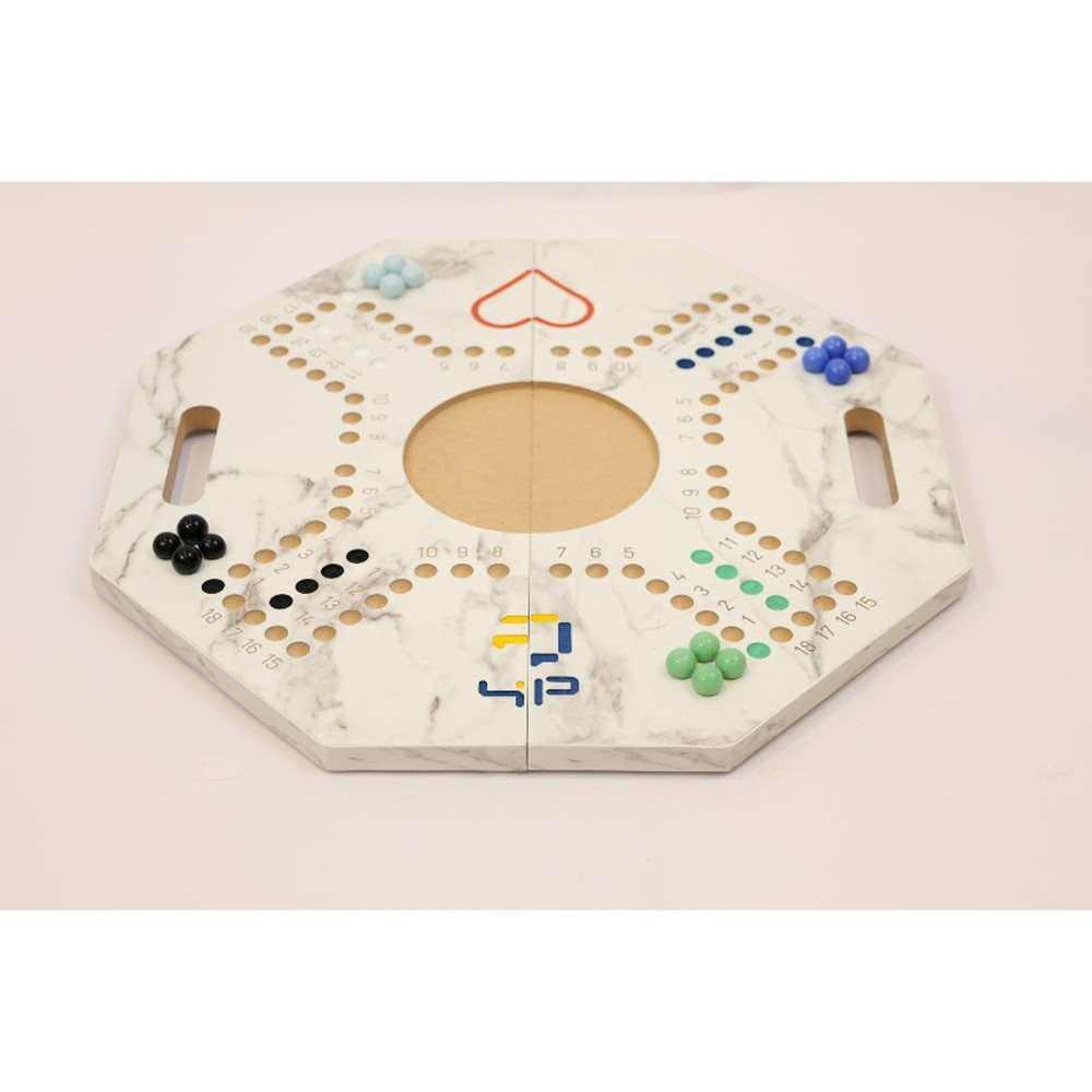 Four and Plus Foldable Marble Pattern Jackaroo Board Game Set Unisex, 4 Players