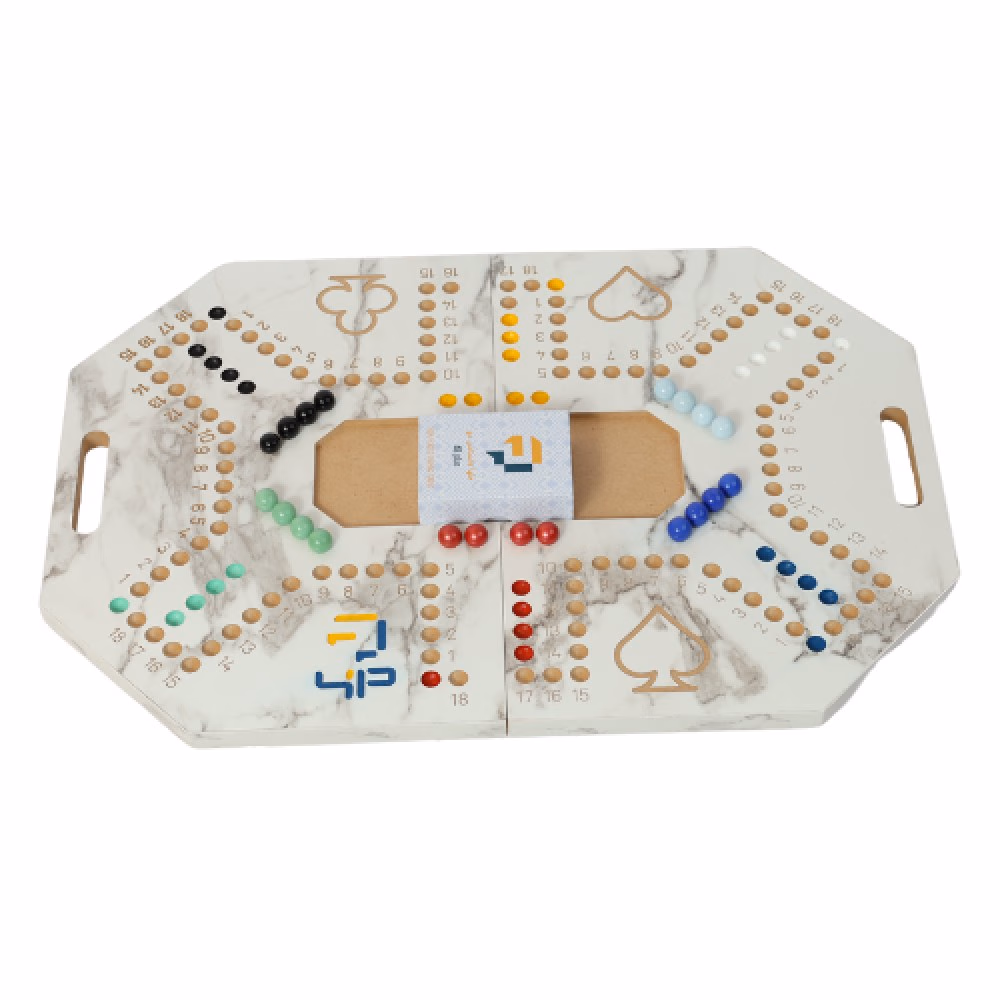 Four and Plus Foldable Marble Pattern Jackaroo Board Game Set Unisex, 6 Players