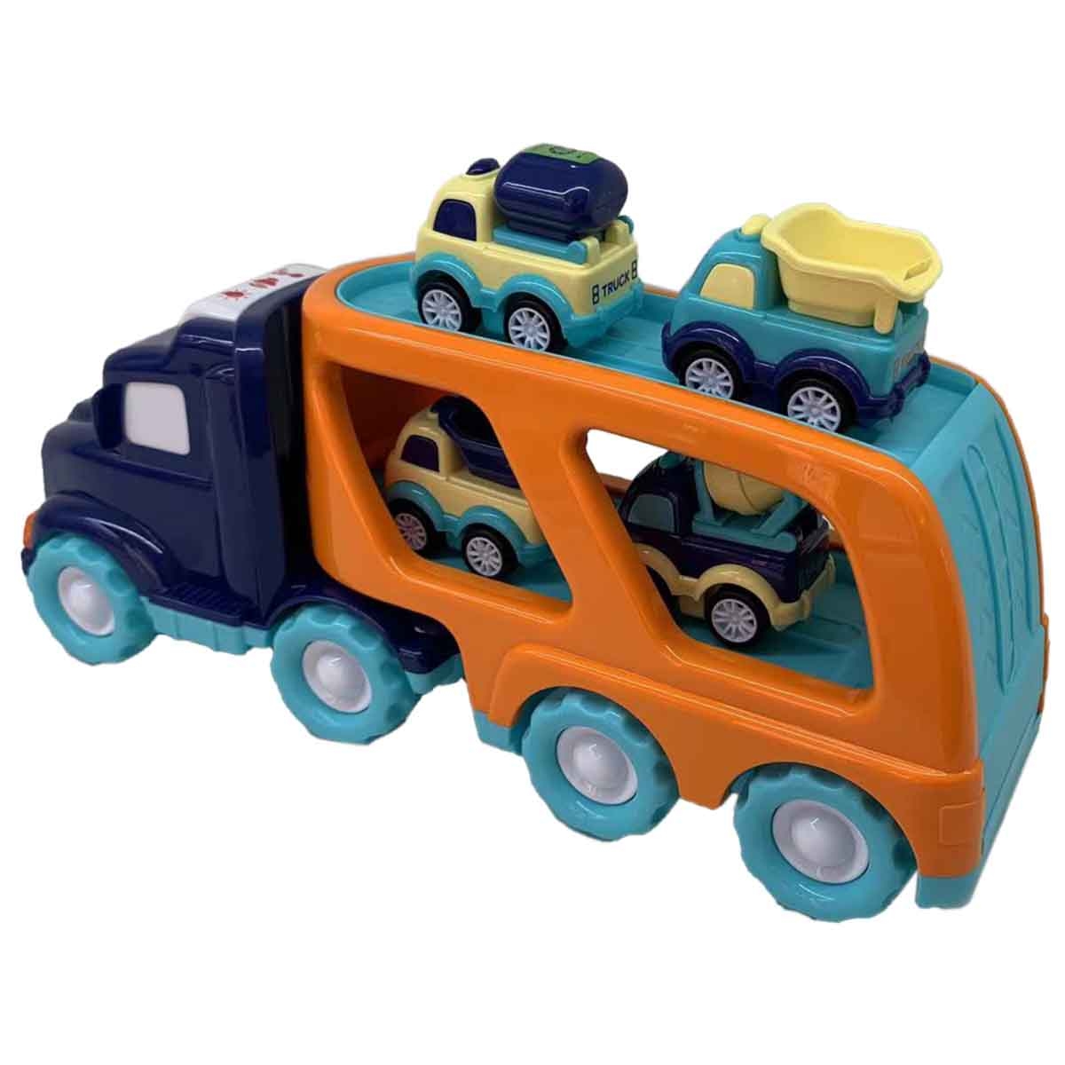 Xin Peng Yu PC66-03 Light & Sound Friction City Truck & 4 Pull-Back Vehicle Playset Unisex, 3-4 Years