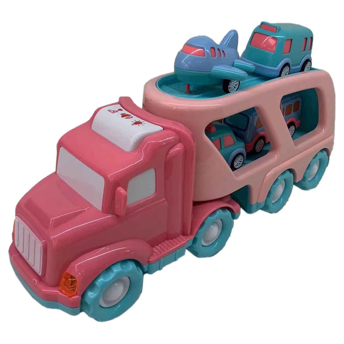 Xin Peng Yu PC66-05 Light & Sound Friction City Truck & 4 Pull-Back Vehicle Playset Unisex, 3-4 Years