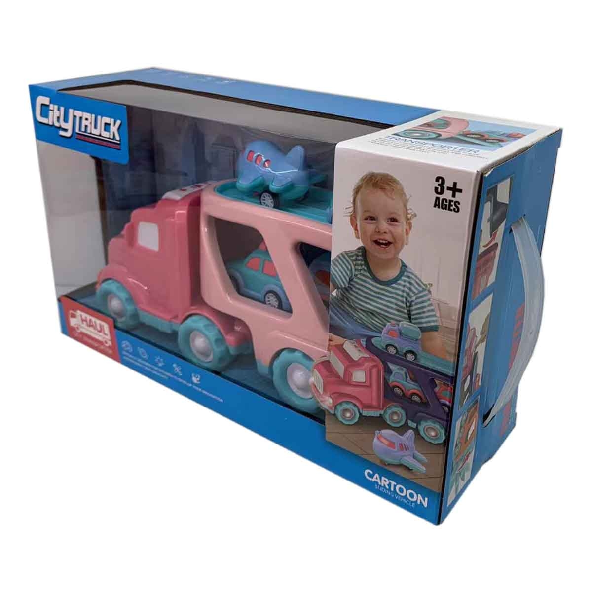 Xin Peng Yu PC66-05 Light & Sound Friction City Truck & 4 Pull-Back Vehicle Playset Unisex, 3-4 Years