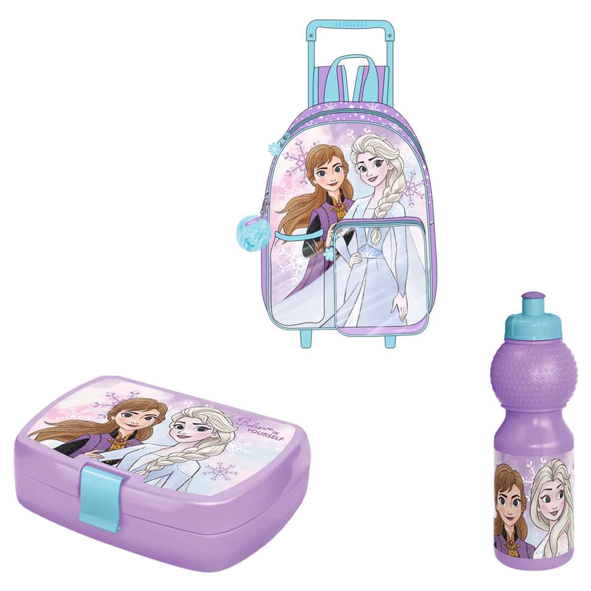 فروزن مجموعة حقيبة ترولي وظهر مقاس 14 انش مع صندوق غداء وزجاجة ماء