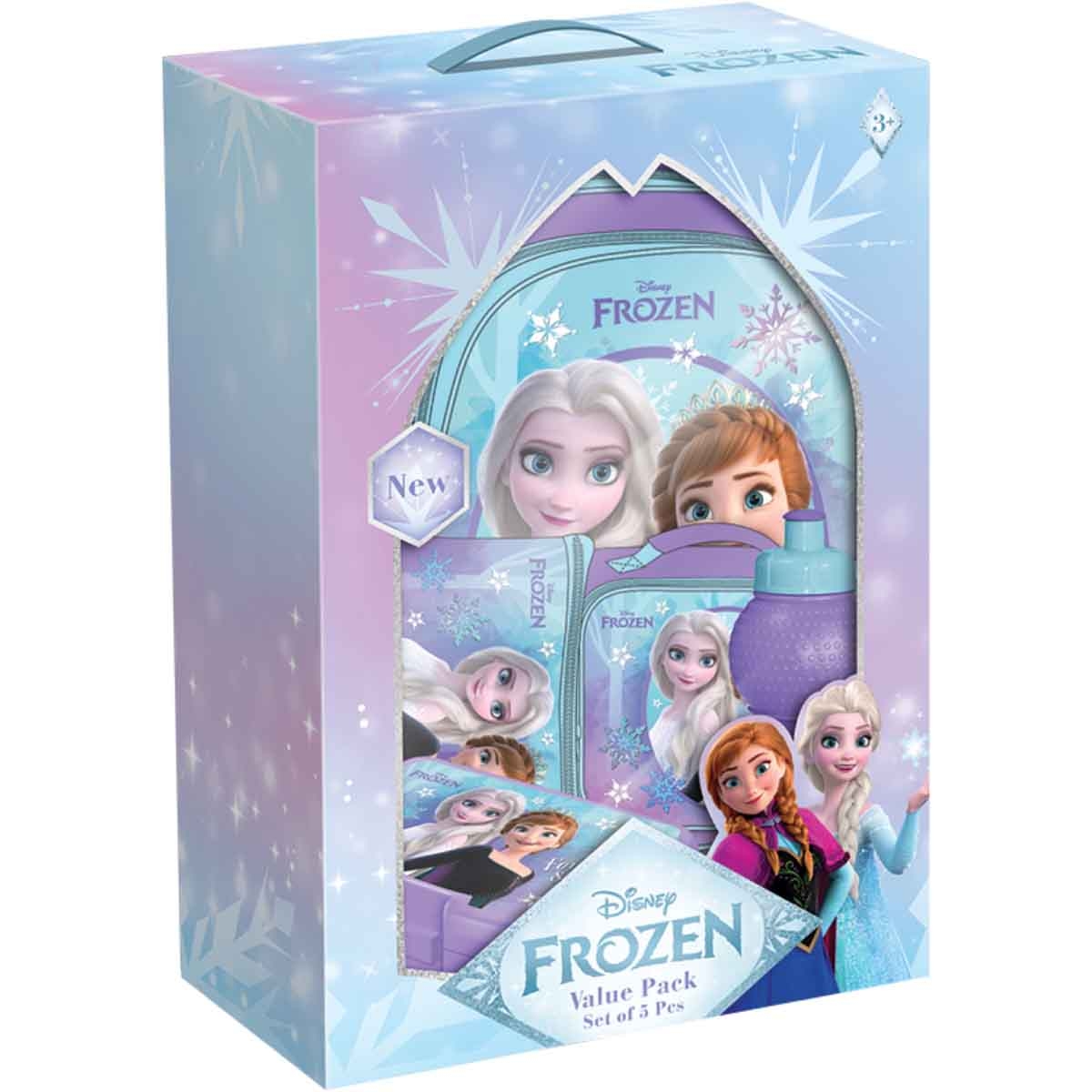 فروزن مجموعة حقيبة ترولي 5 في 1 مقاس 16 انش مع صندوق غداء وزجاجة ومقلمة وحقيبة غداء