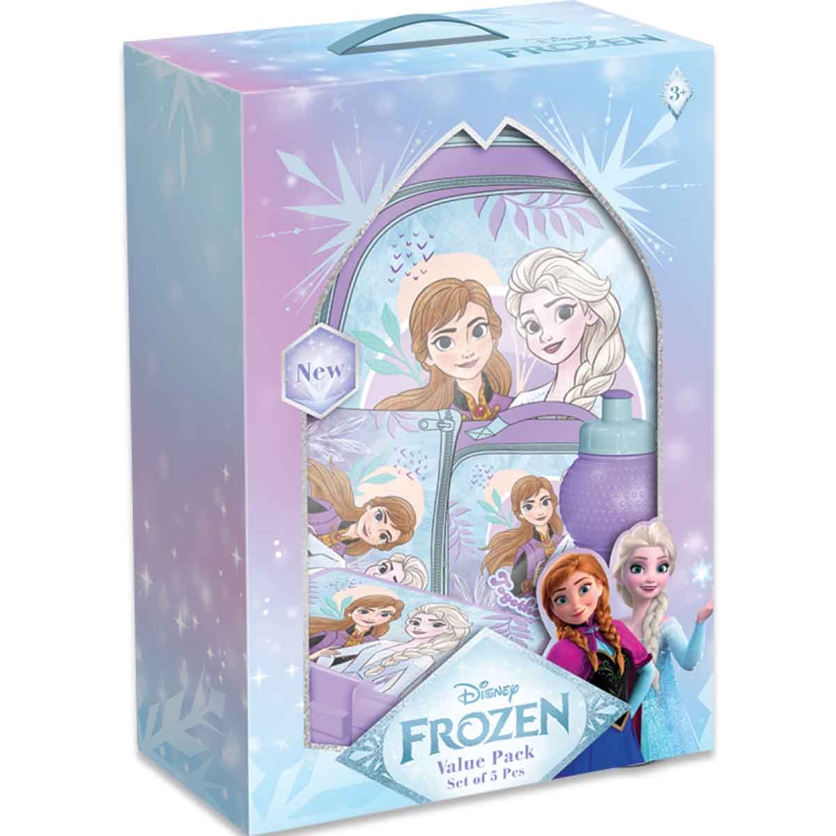 فروزن مجموعة حقيبة ترولي 5 في 1 مقاس 14 انش مع صندوق غداء وزجاجة ومقلمة وحقيبة غداء