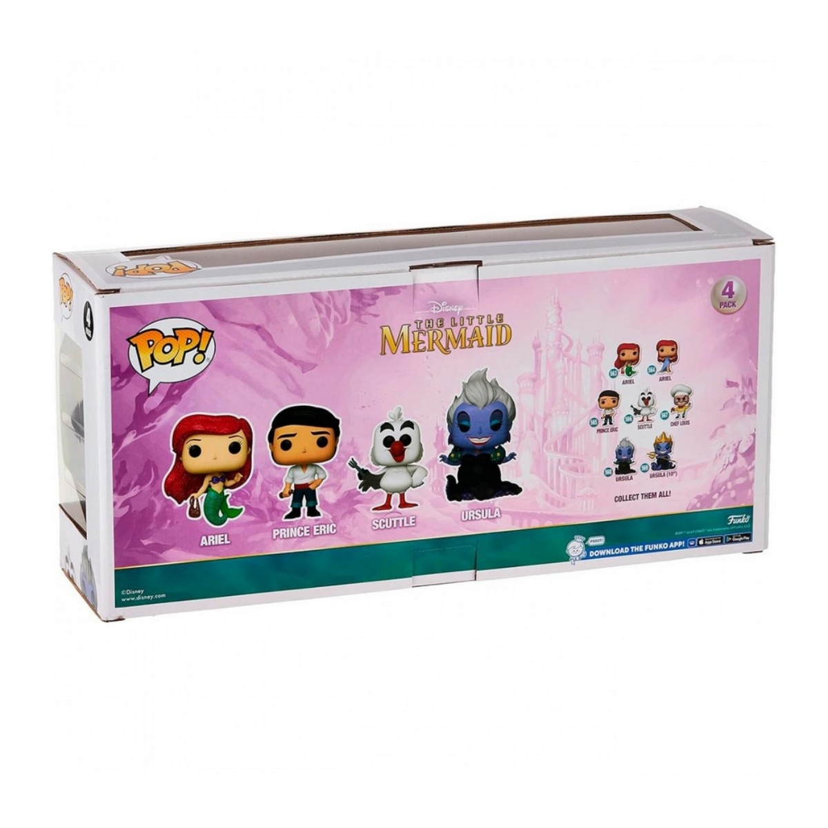 فانكو بوب! 4 إنش ديزني: ذا ليتل ميرميد مجسم برأس هزاز (إصدار حصري) للجنسين، 3-4 سنوات، مجموعة من 4