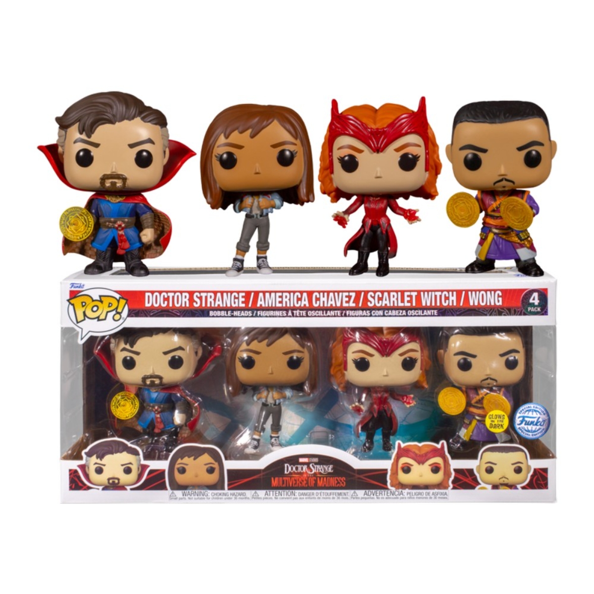 فانكو بوب! 4 إنش دكتور سترينج: ذا مالتي فيرس أوف مادنس مجسم برأس هزاز (إصدار حصري) للجنسين، 3-4 سنوات، مجموعة من 4