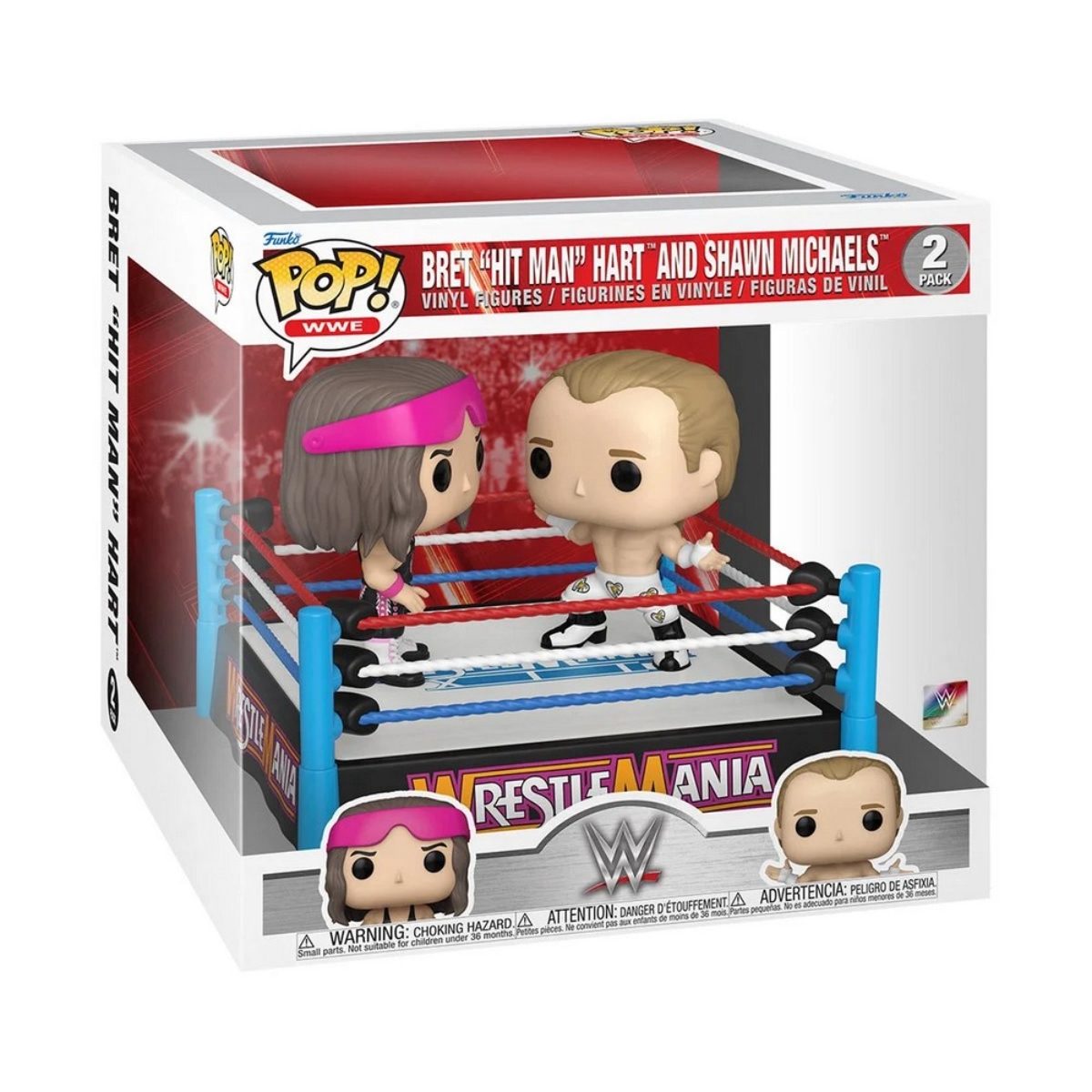 Funko POP! 4" Moment! WWE: Bret Hart vs Shawn Michaels Bobblehead Unisex, 3-4 Years, Pack of 2