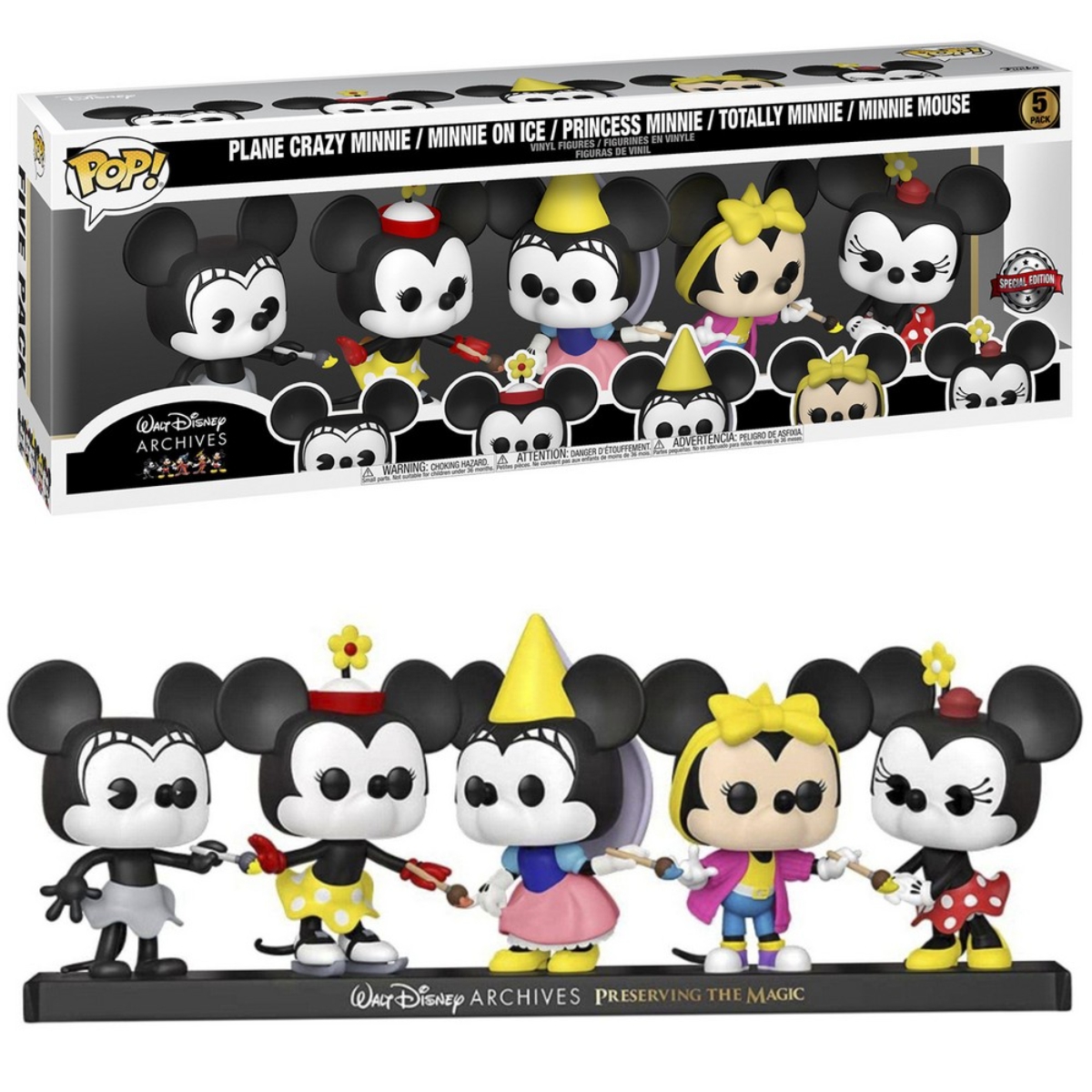 Funko POP! 4″ Walt Disney Archives Minnie Mouse Bobblehead (Exclusive) Unisex, 3-4 Years, Pack of 5