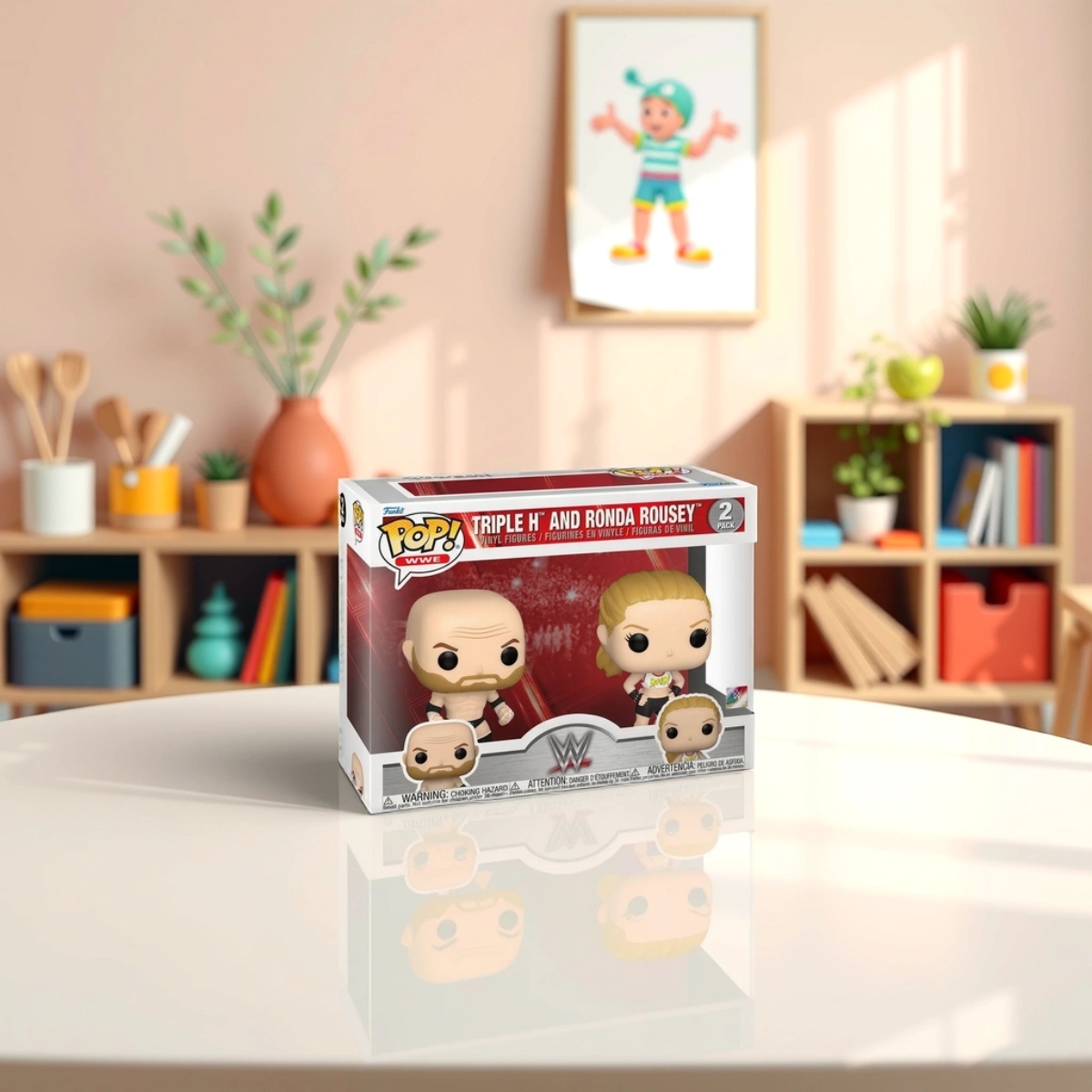 فانكو بوب! 4 إنش دبليو دبليو إي: روندا راوزي وتريبل إتش مجسم برأس هزاز للجنسين، 3-4 سنوات، مجموعة من 2