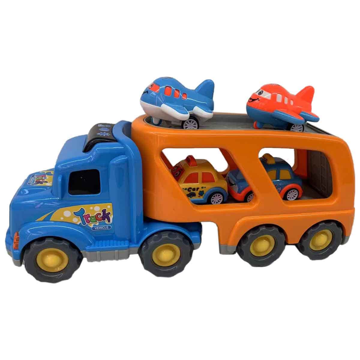 Xin Peng Yu Friction Transport Truck & 4 Pull-Back Vehicle Playset Unisex, 3-4 Years