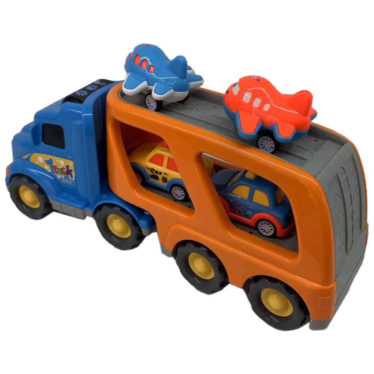 Xin Peng Yu Friction Transport Truck & 4 Pull-Back Vehicle Playset Unisex, 3-4 Years
