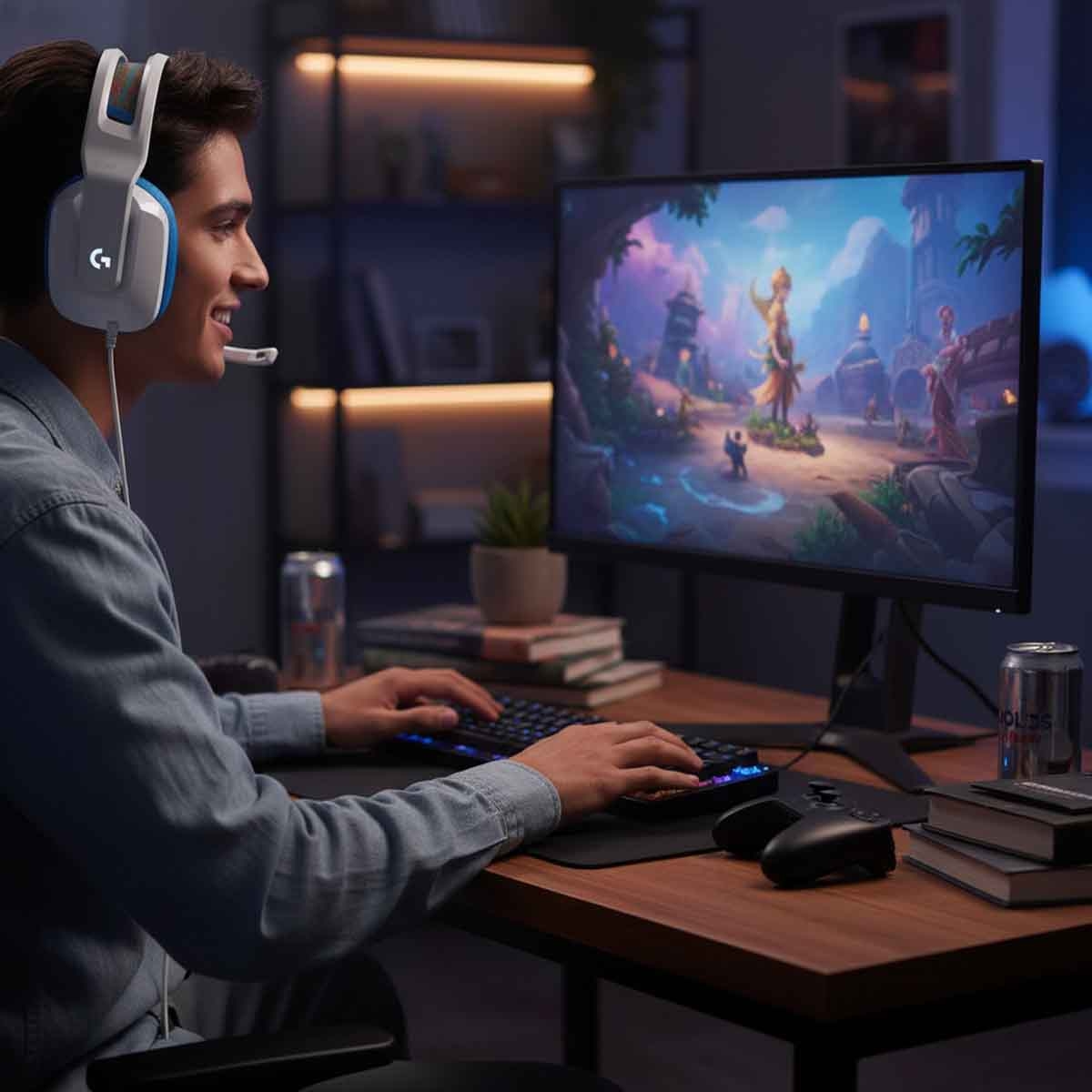 Logitech White/Blue G335 Wired Gaming Headset