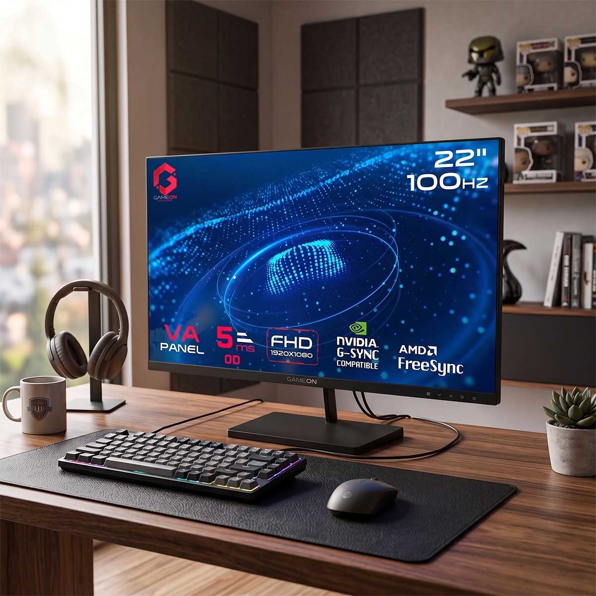 Game On 22" GB22F100 Basic Series FHD 5ms VA Gaming Monitor
