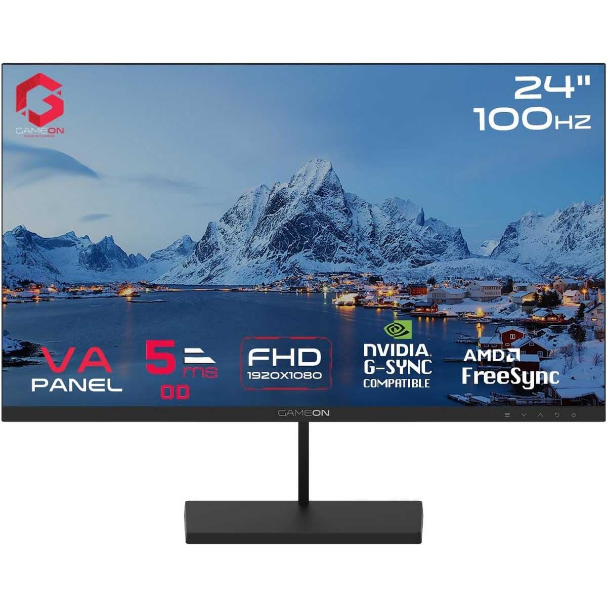 جيم أون شاشة ألعاب GB24F100 Basic Series مقاس 24 بوصة بدقة FHD وتردد 100Hz وزمن استجابة 0.5ms ولوحة VA