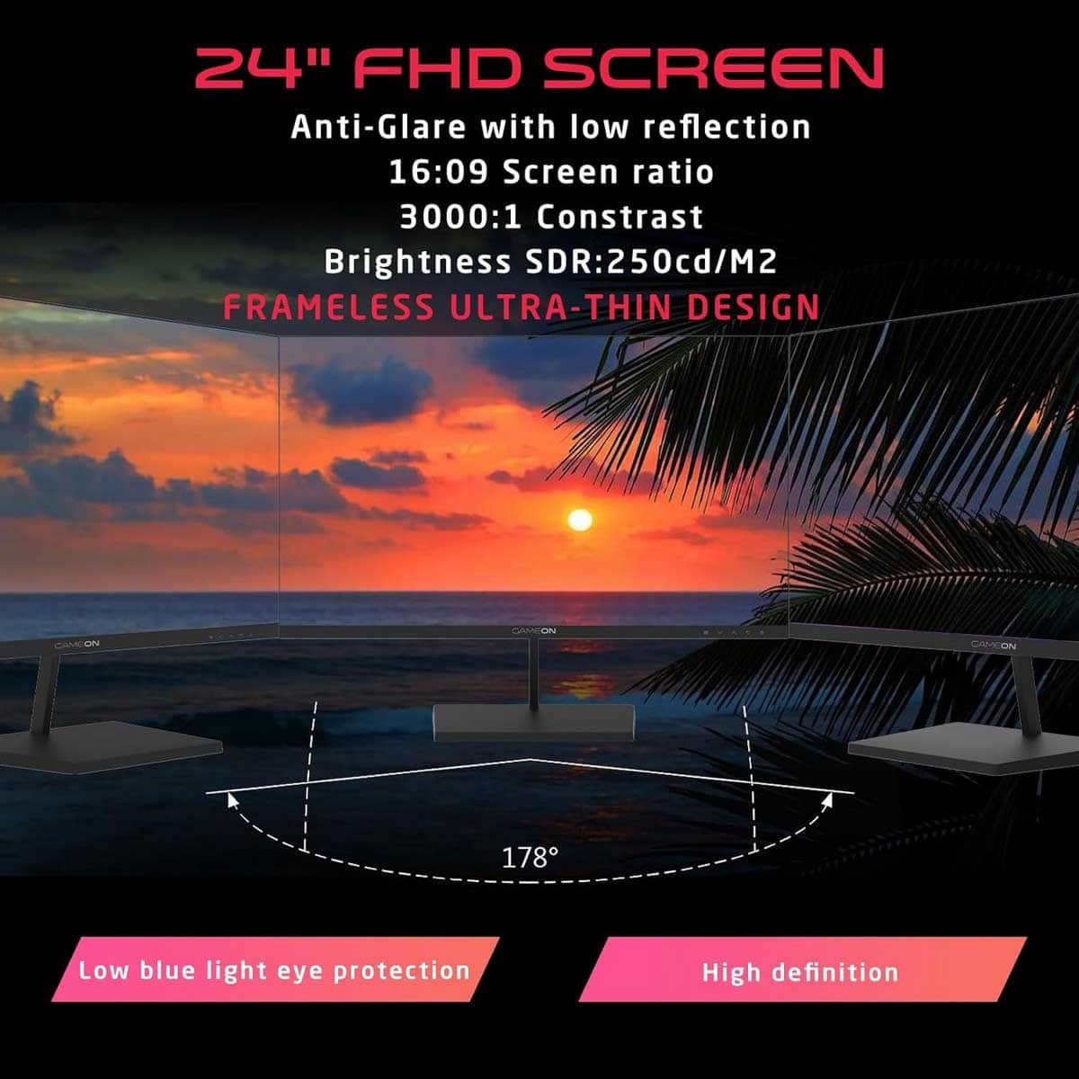 Game On 24" GB24F100 Basic Series FHD 100Hz 0.5ms VA Gaming Monitor