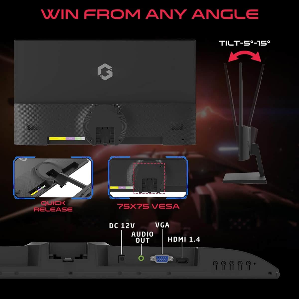 Game On 24" GB24F100 Basic Series FHD 100Hz 0.5ms VA Gaming Monitor