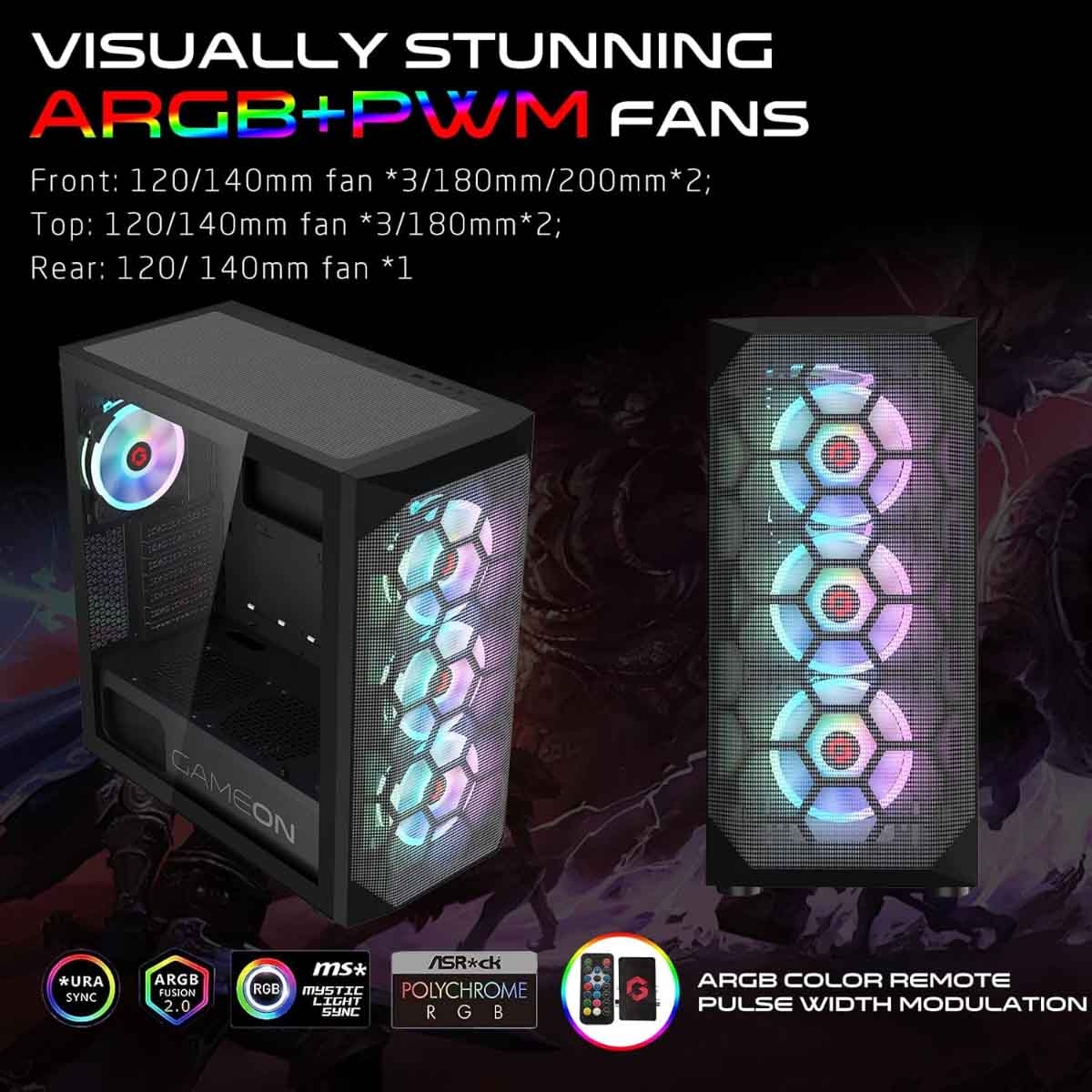 Game On Black Emperor Midnight I Series Mid Tower Gaming PC Case