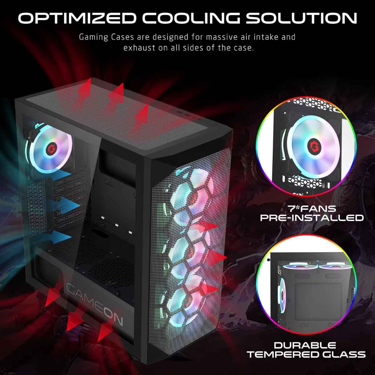 Game On Black Emperor Midnight I Series Mid Tower Gaming PC Case