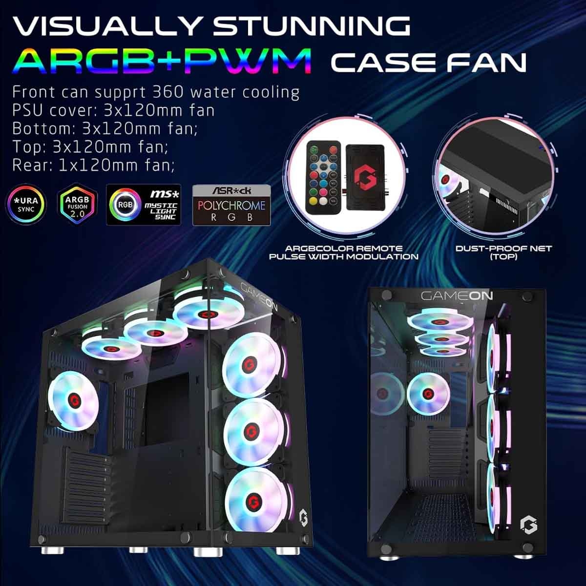 Game On Emperor Midnight II Series Mid Tower Gaming PC Case
