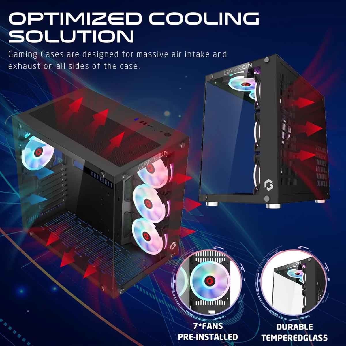 Game On Emperor Midnight II Series Mid Tower Gaming PC Case