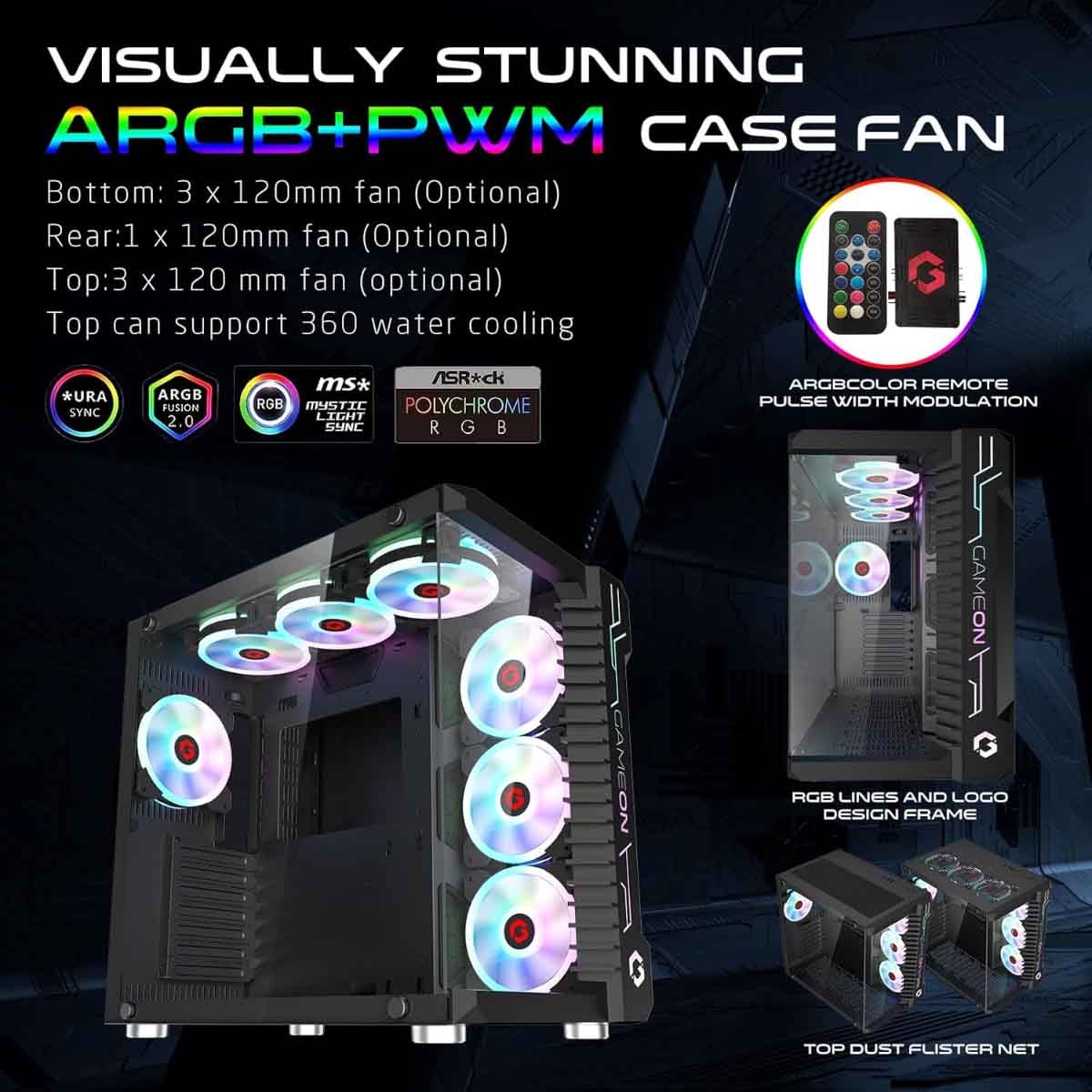 Game On Emperor Midnight III Series Mid Tower Gaming PC Case