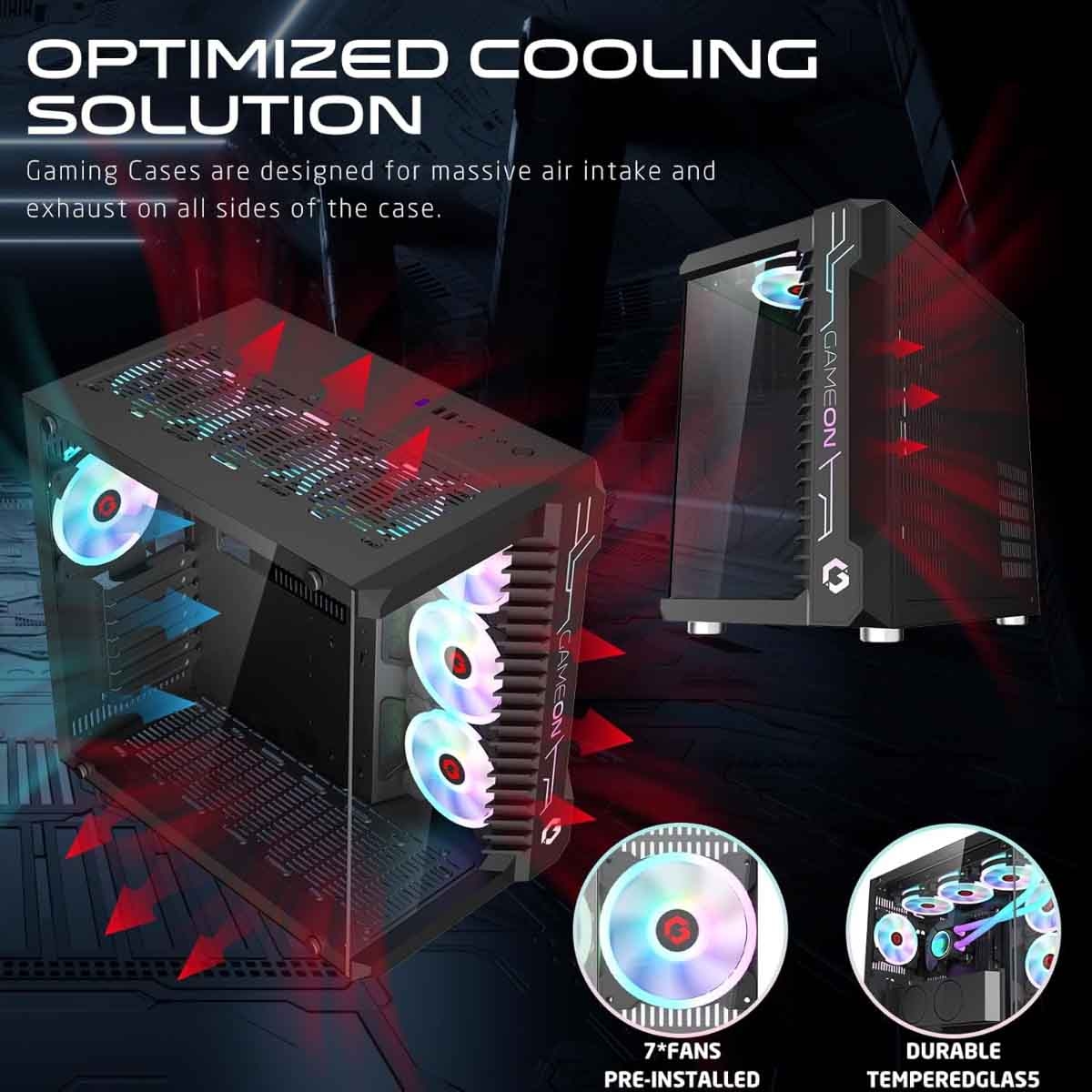 Game On Emperor Midnight III Series Mid Tower Gaming PC Case
