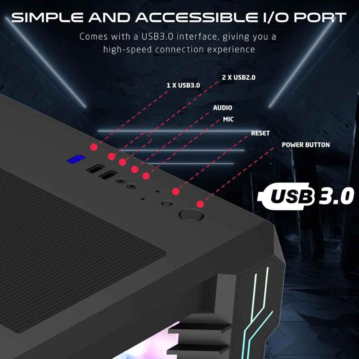 Game On Emperor Midnight III Series Mid Tower Gaming PC Case