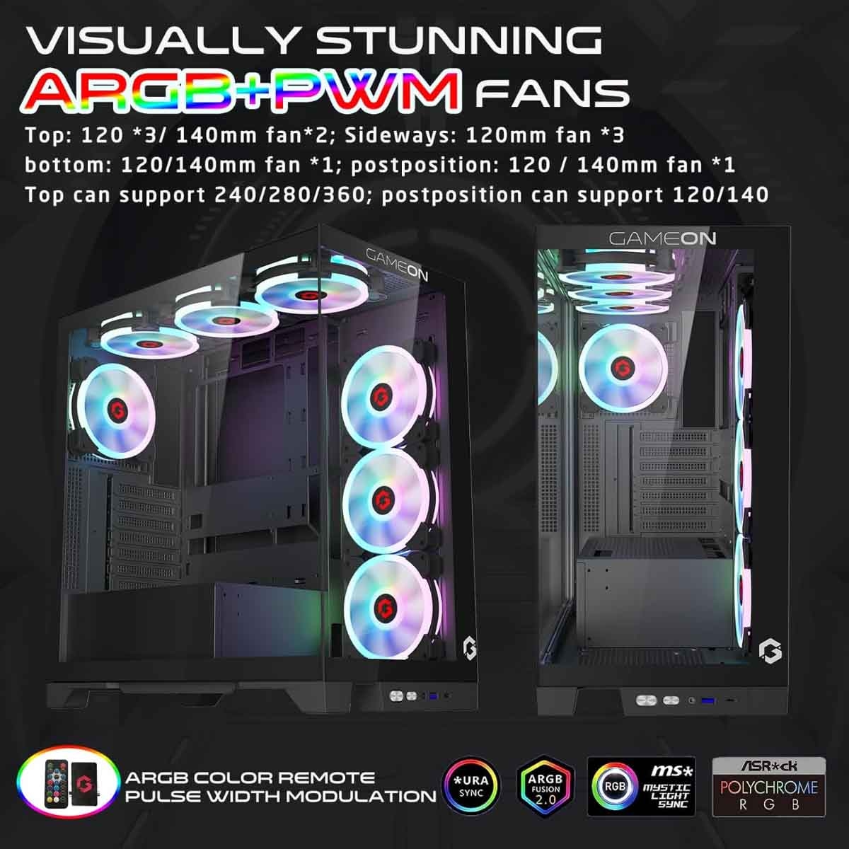 Game On Black Emperor Midnight IV Series Mid Tower Gaming PC Case