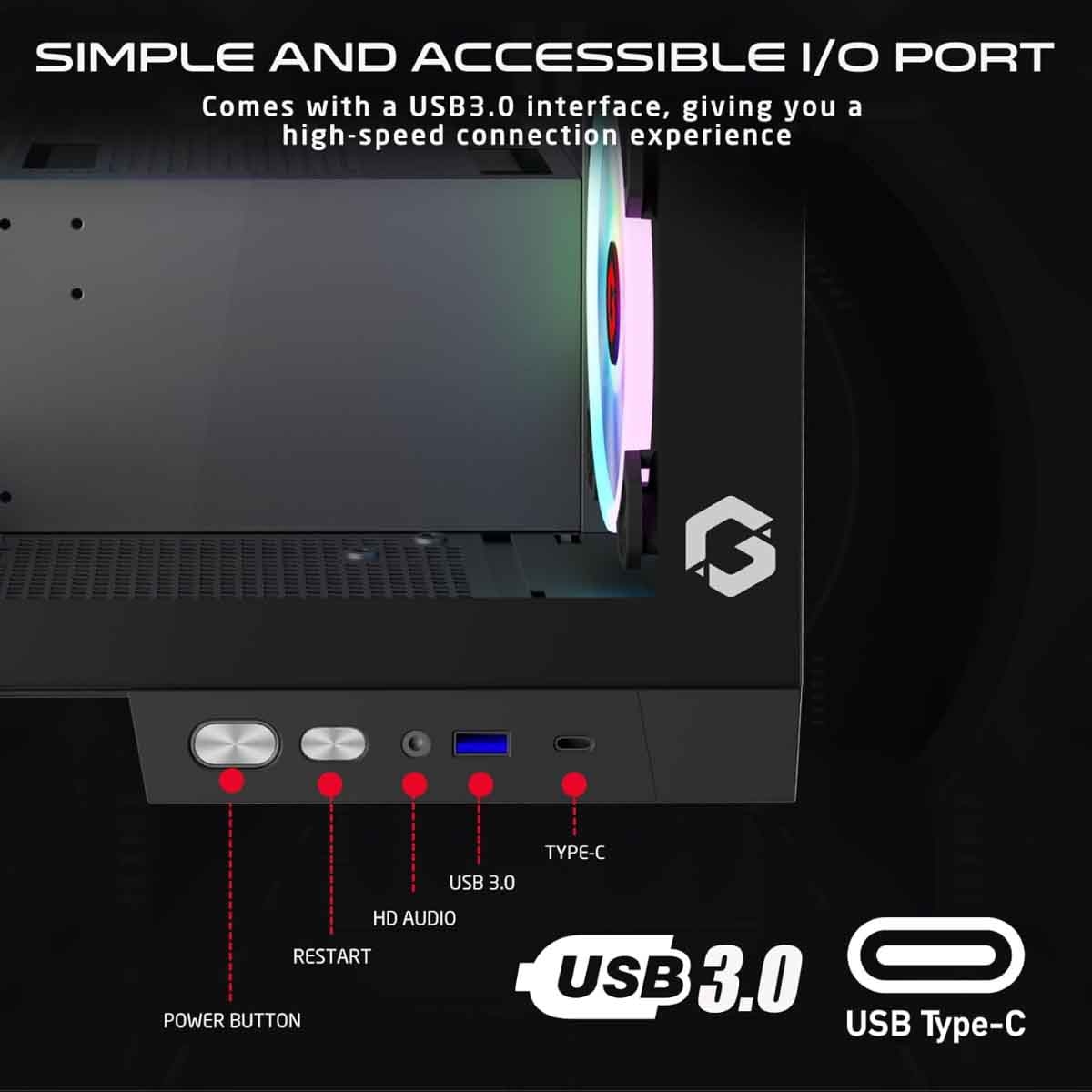 Game On Black Emperor Midnight IV Series Mid Tower Gaming PC Case