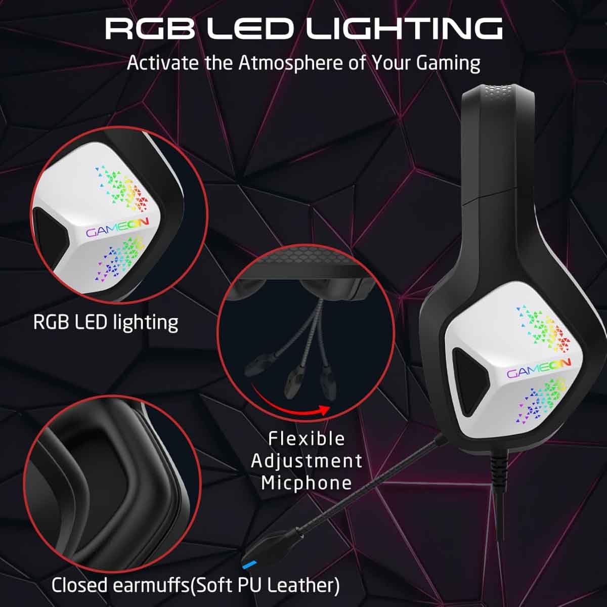 جيم أون سماعة ألعاب سلكية بإضاءة RGB موديل GOK905 Infernus باللون الأسود