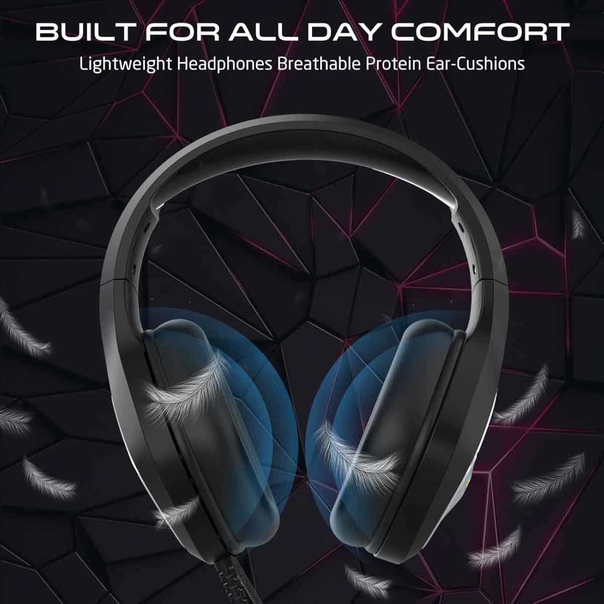 جيم أون سماعة ألعاب سلكية بإضاءة RGB موديل GOK905 Infernus باللون الأسود