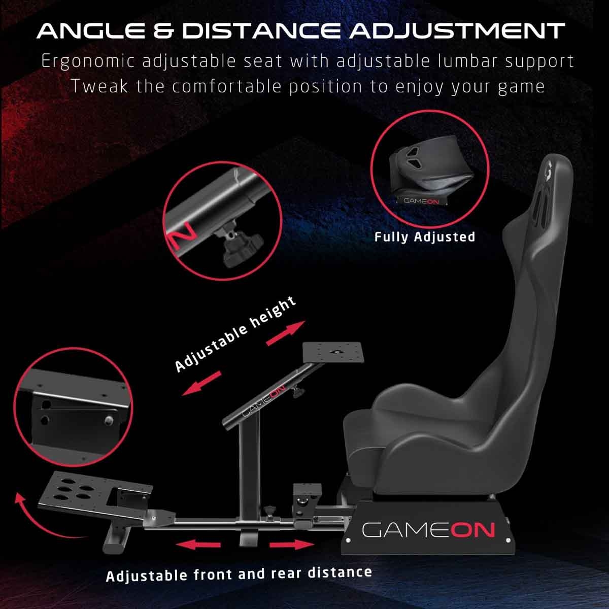 Game On Black GOMPR-5091 Master Pro Racing Gaming Simulator Cockpit