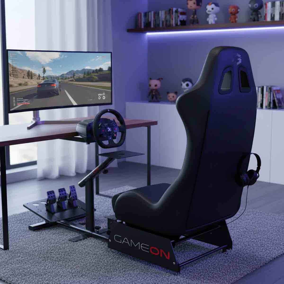 Game On Black GOMPR-5091 Master Pro Racing Gaming Simulator Cockpit