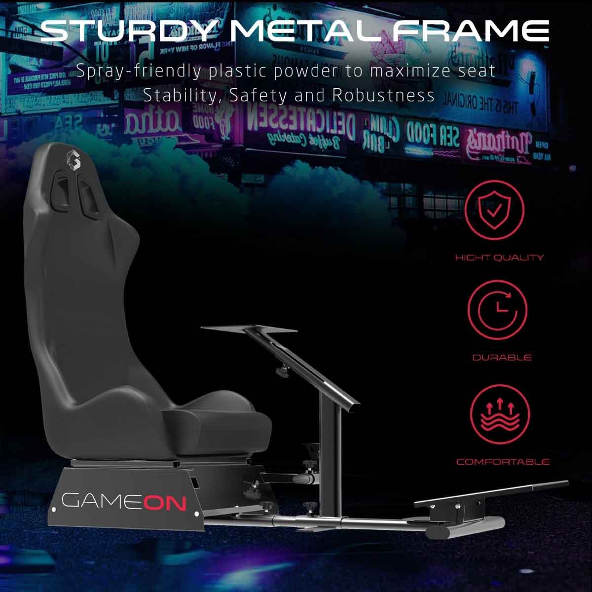 Game On Black GOMPR-5091 Master Pro Racing Gaming Simulator Cockpit