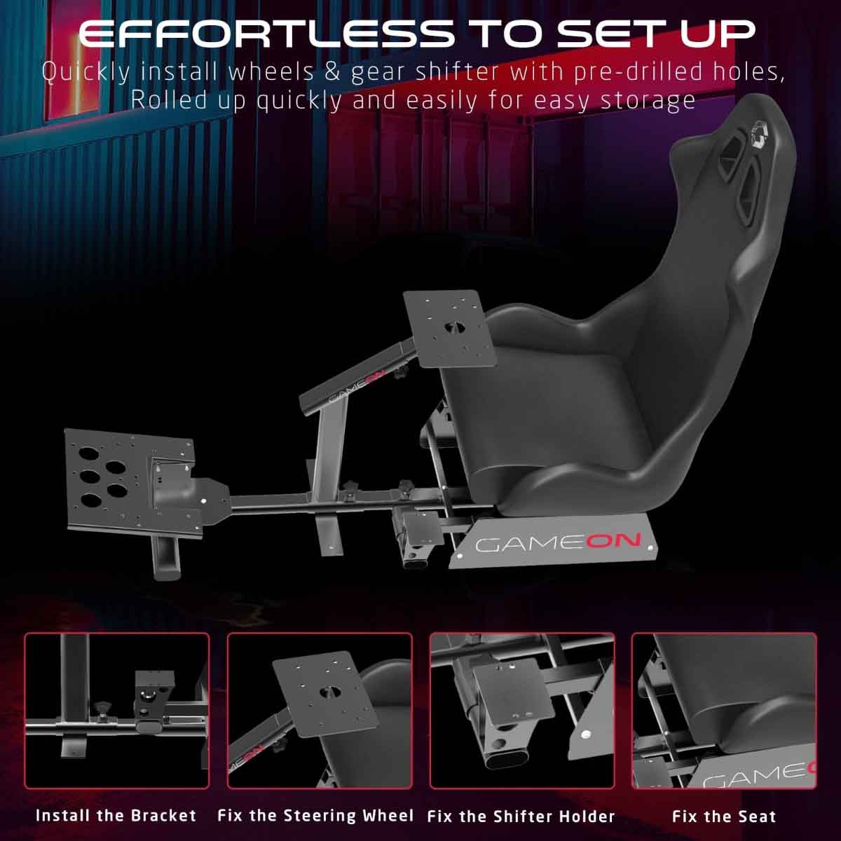 Game On Black GOMPR-5091 Master Pro Racing Gaming Simulator Cockpit