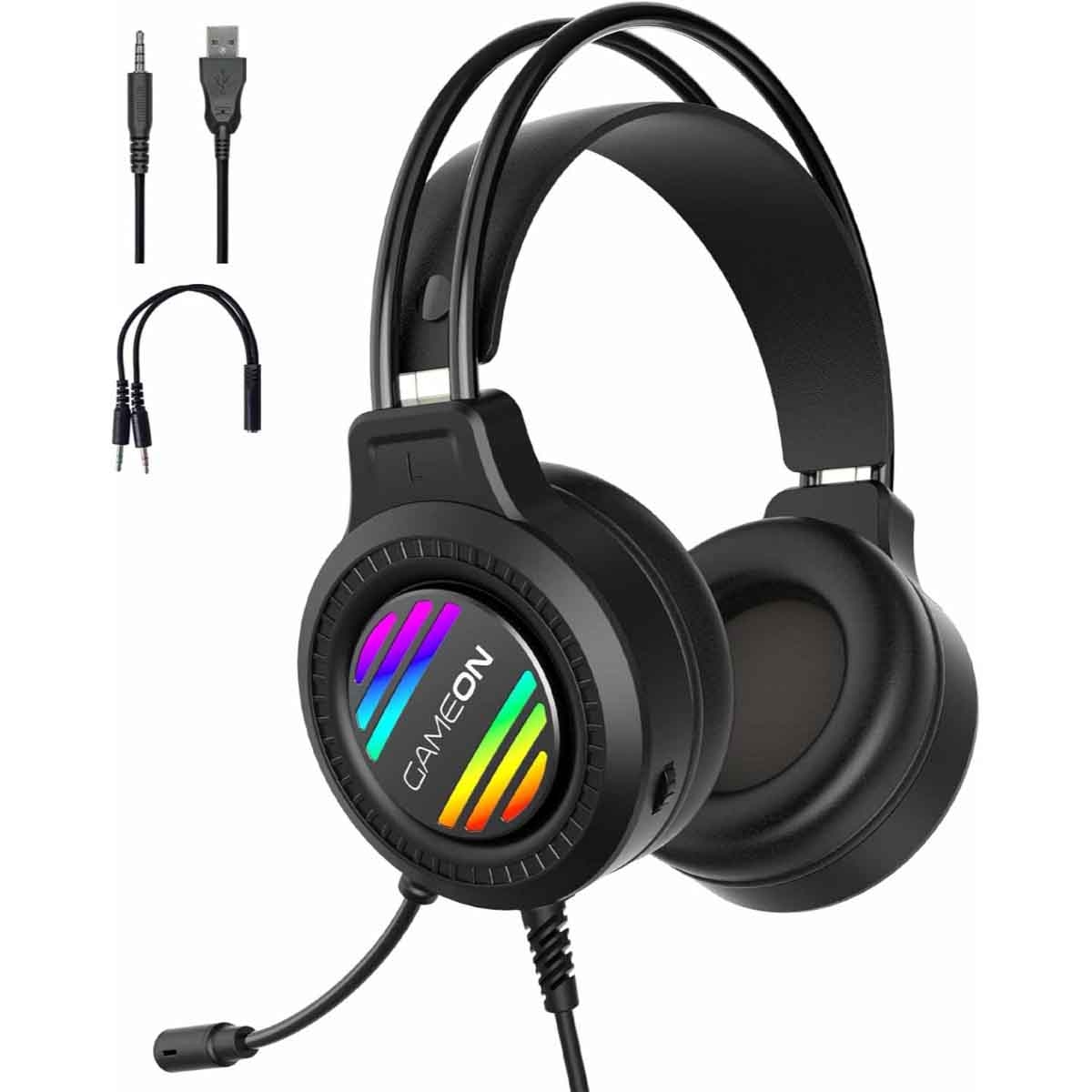 جيم أون سماعة ألعاب سلكية بإضاءة RGB موديل GOT100 Ravenstrike باللون الأسود