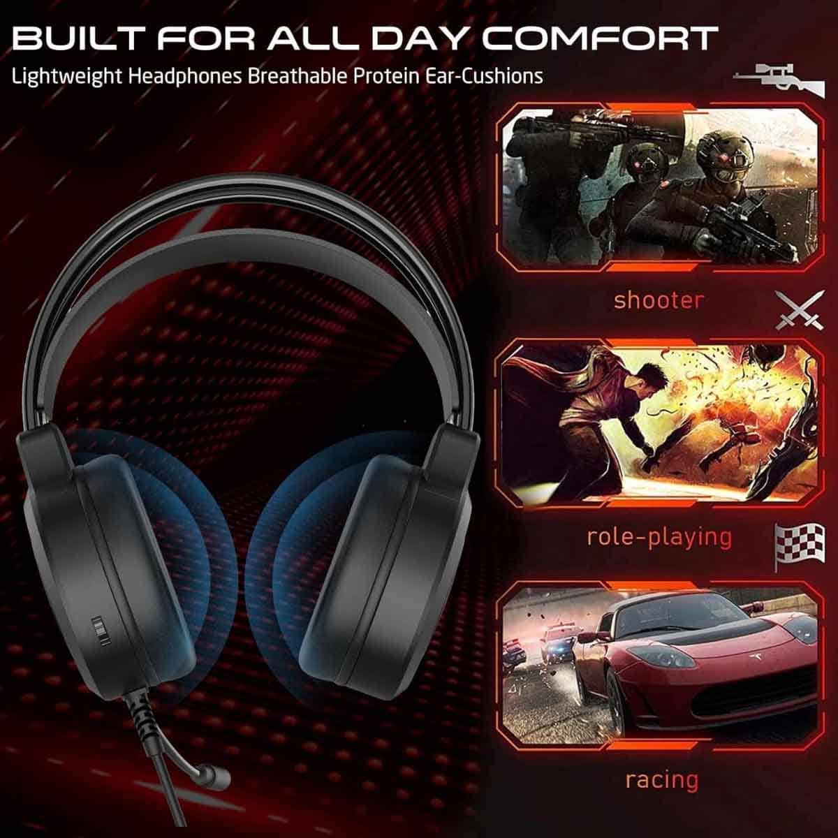 Game On Black GOT101 Shadowfire RGB Wired Gaming Headset