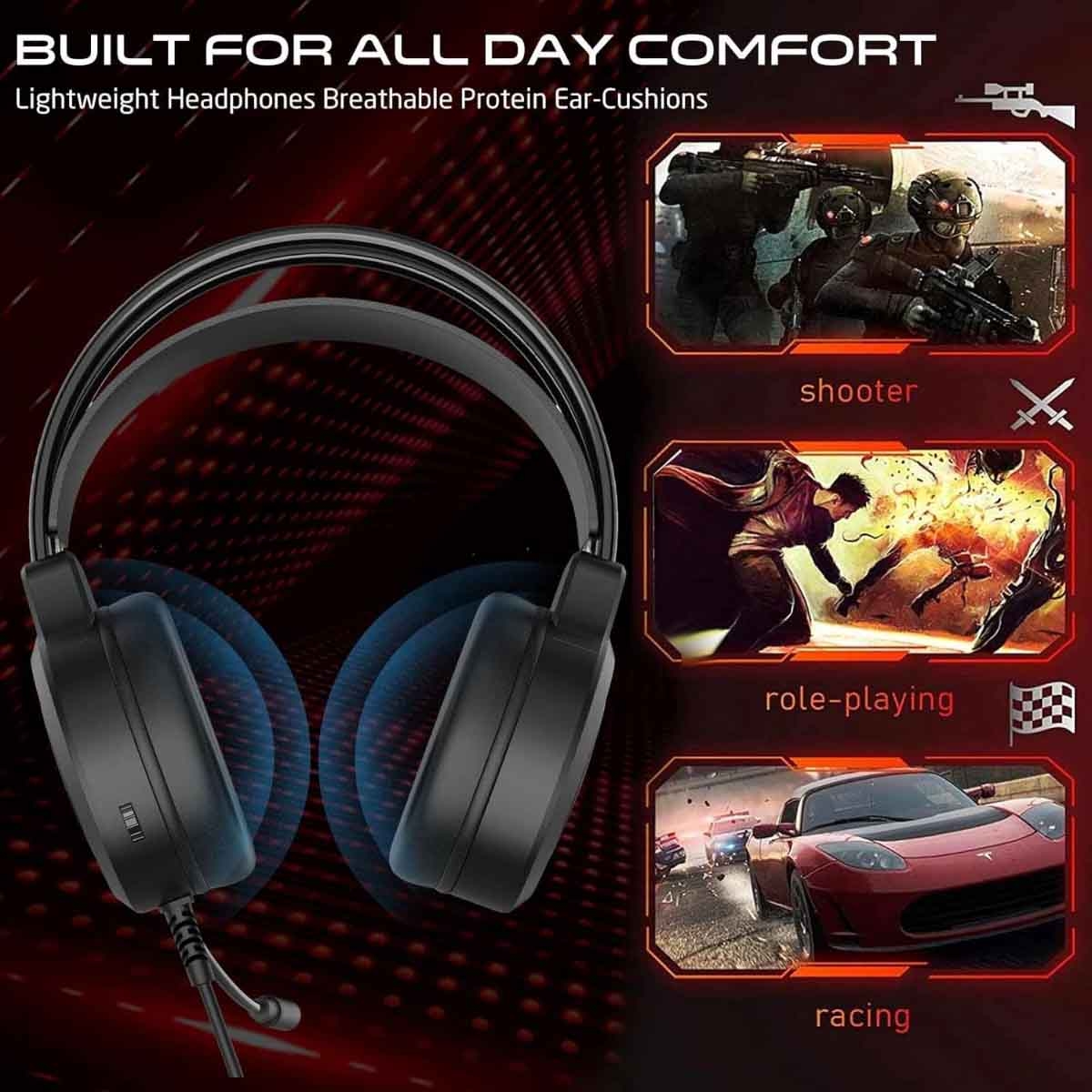 Game On Black GOT101 Shadowfire RGB Wired Gaming Headset