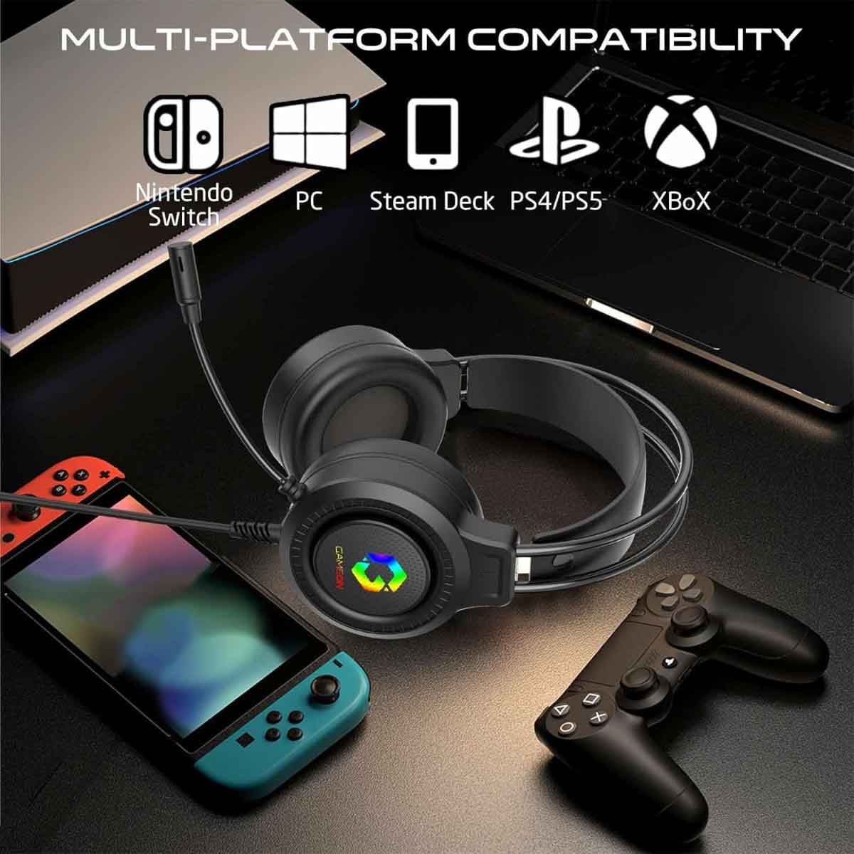 Game On Black GOT101 Shadowfire RGB Wired Gaming Headset