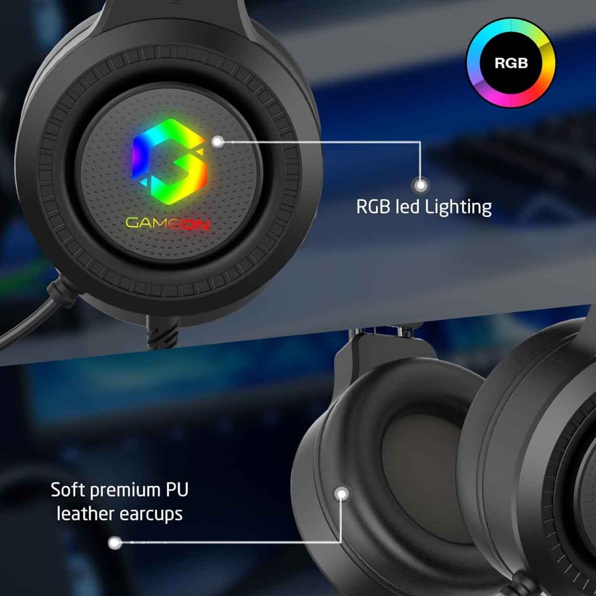 Game On Black GOT101 Shadowfire RGB Wired Gaming Headset