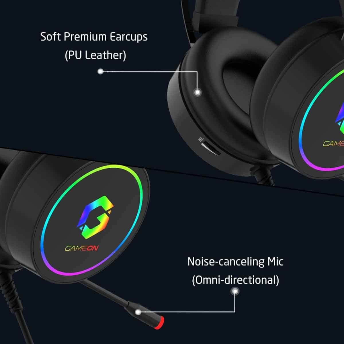 Game On Black GOT200A Thunderstrike RGB Wired Gaming Headset