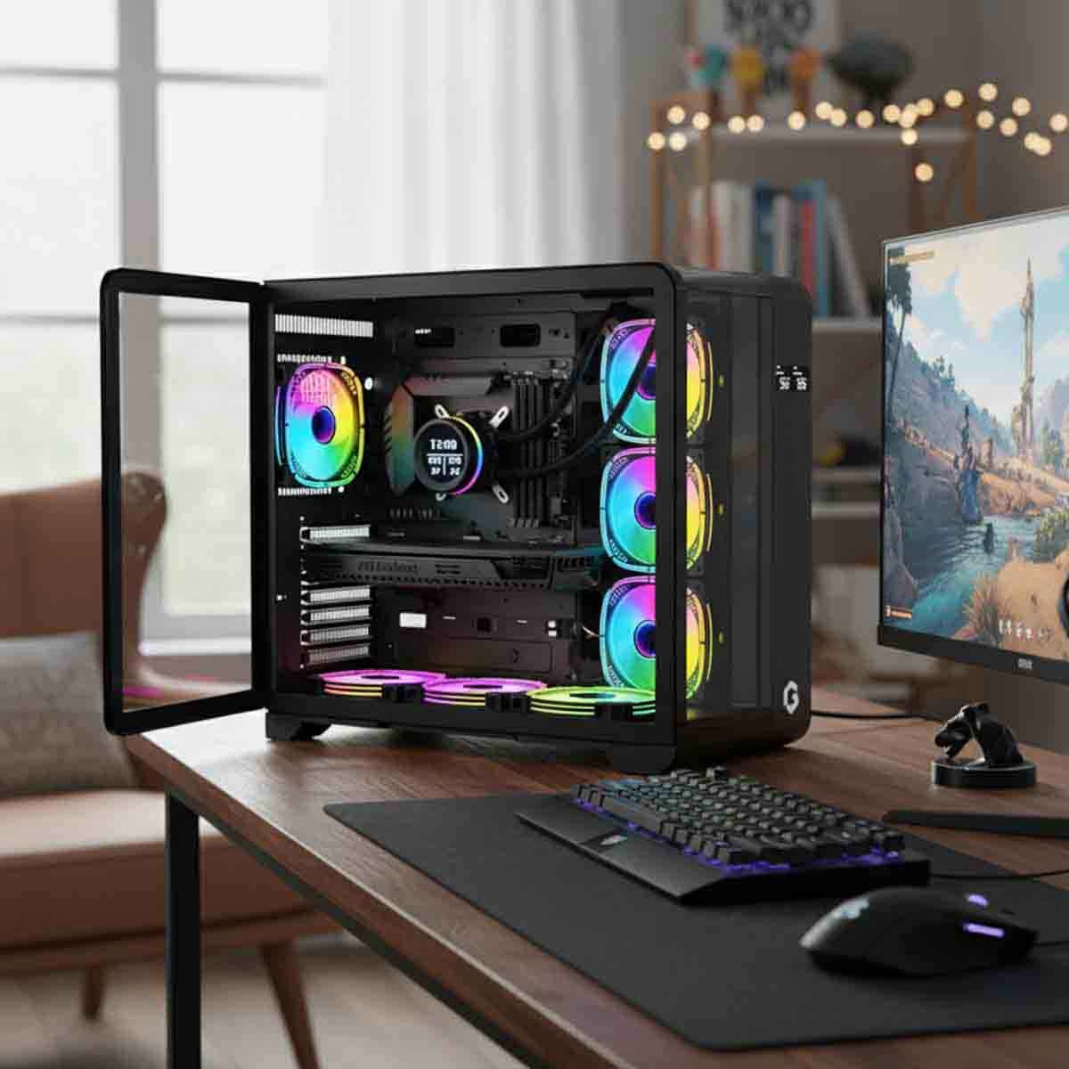 Game On Black Infinity Series ARGB ATX Mid Tower Gaming PC Case