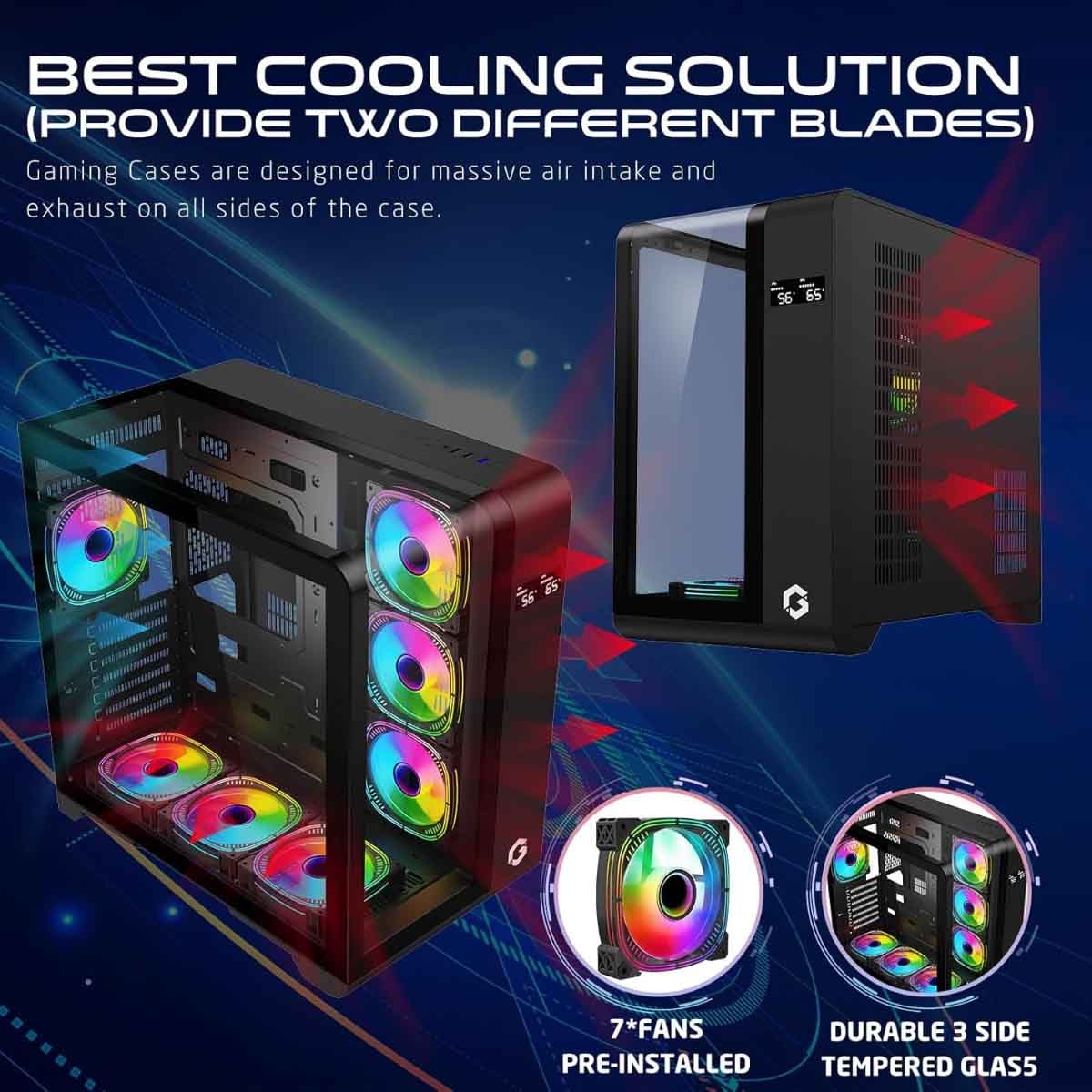 Game On Black Infinity Series ARGB ATX Mid Tower Gaming PC Case