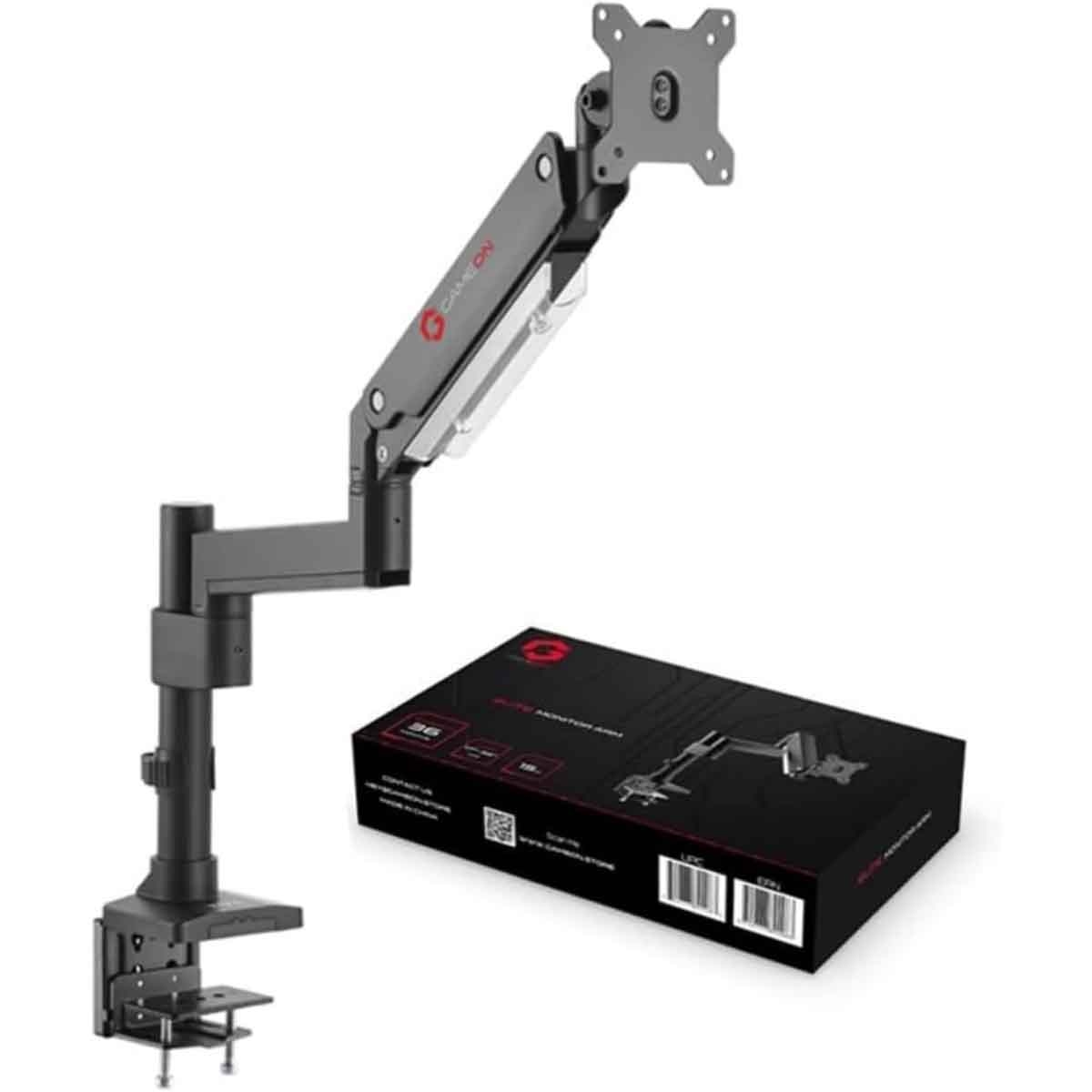 جيم أون حامل شاشة أحادي قوي من الألومنيوم بذراع نابض غازي مُثبت على عمود باللون الأسود